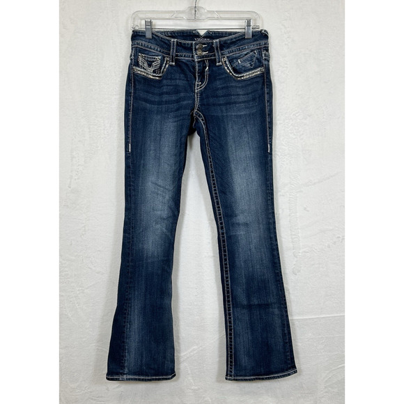 Vigoss Womens Blue Denim The Chelse Bootcut Jeans Mid Rise Size 3/4 x 32 Charity - Picture 1 of 15